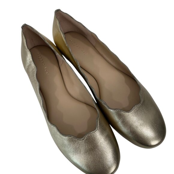 Copper Key Women Metallic Gold Ballet Flats SZ 9.5M Scalloped Edge Slip-On Shoes - Picture 2 of 13